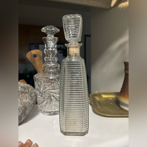 mid-century glass liquor decanter bottle - Picture 2 of 5